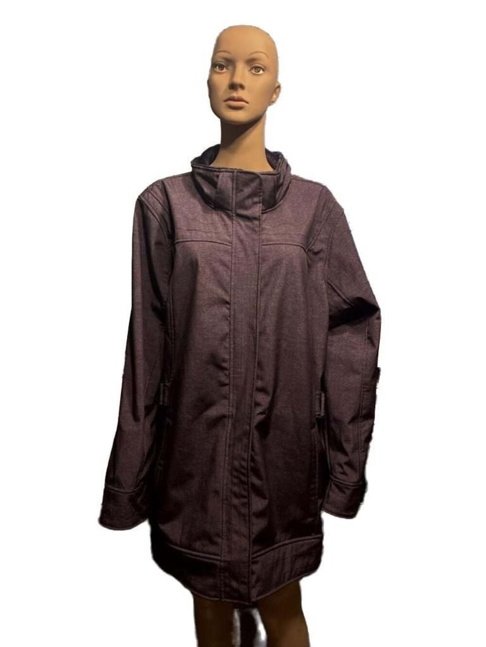 Free Country Women's Purple Softshell Trench Coat with Faux Fur Lining